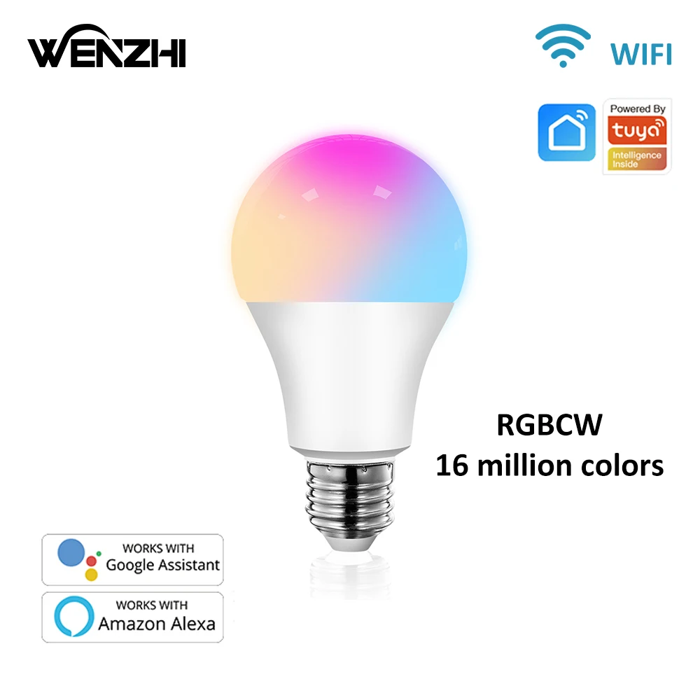 E26 LED RGB Bulb Wifi Light RGBCW12W 15W Lamp Dimmable Remote 220V 110V Colorful Magic Night Smart Life/Tuya Alexa Google Home