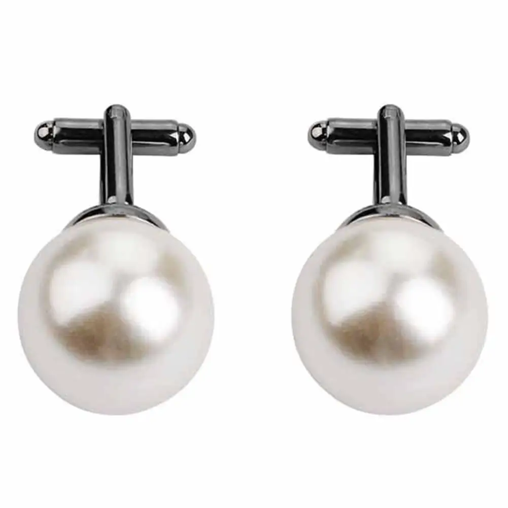 

2Pcs Fashion Unisex Pearl Cufflinks Shirt Sleeve Buttons Clothes Accessory Gift