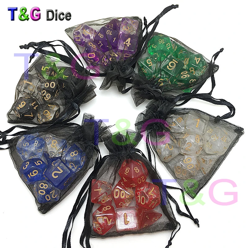 New Dice Polyhedral Nebula Blue w White Set of 7 for DnD Game plus POUCH BAG d4 d6 d8 d10 d12 d20 dice set Gift Toy|new ring settings|new born baby