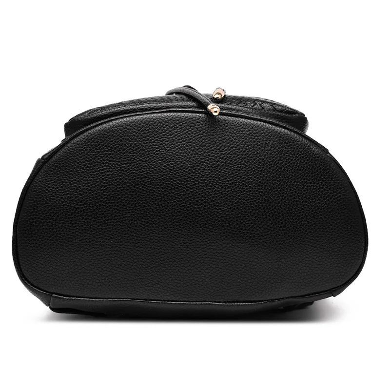 

Classic Hawaii Style Brand 2021 Black Backpacks For School Teenagers Girls Black Bags Fashion PU Leather Women Travel Back Pack
