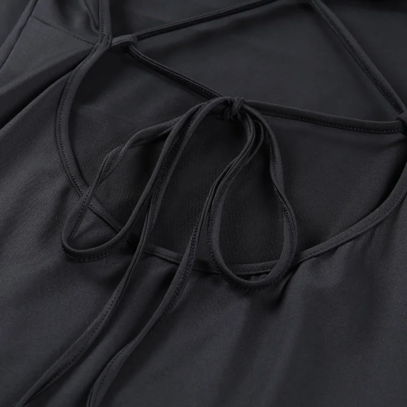 

Fashion Turtleneck Long Sleeve Solid Color Mid-Calf Dresses Women Back Bandage Hollow Out Autumn Sexy Casual Fashion Dresses2020