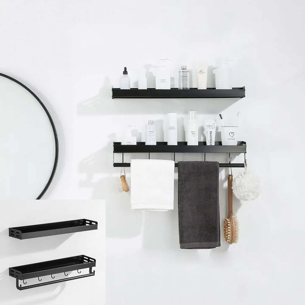 

Wall Mounted Storage Shelves for Kitchen Bathroom With Hook Stainless Steel Bathroom Tissue Towel Accessories Rack Holders