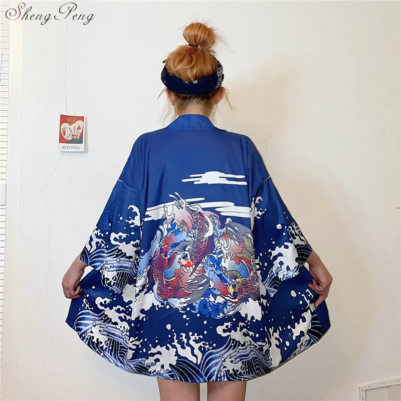 

Кардиган-кимоно Женский, в стиле юката, свободный, тонкий, для пляжа, vреагирующий на лето традиционное японское кимоно