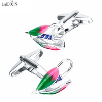 laidojin novelty fishhook cufflinks for mens shirt brand cuff nails high quality colorful enamel cuff links men jewelry gemelos