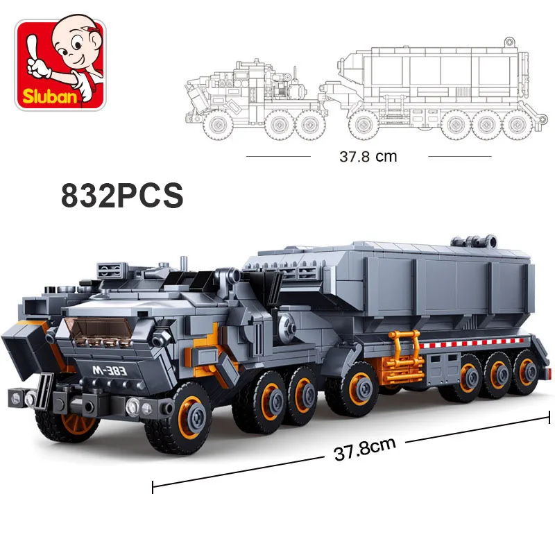 

832Pcs Sluban blocks the Wandering Earth Series Heavy Transport Vehicle Truck Model Building Block movie Bricks Toy for boys