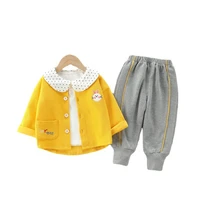 new autumn children clothes baby girls cute jacket t shirt pants 3pcssets spring kids infant costume toddler cartoon sportswear