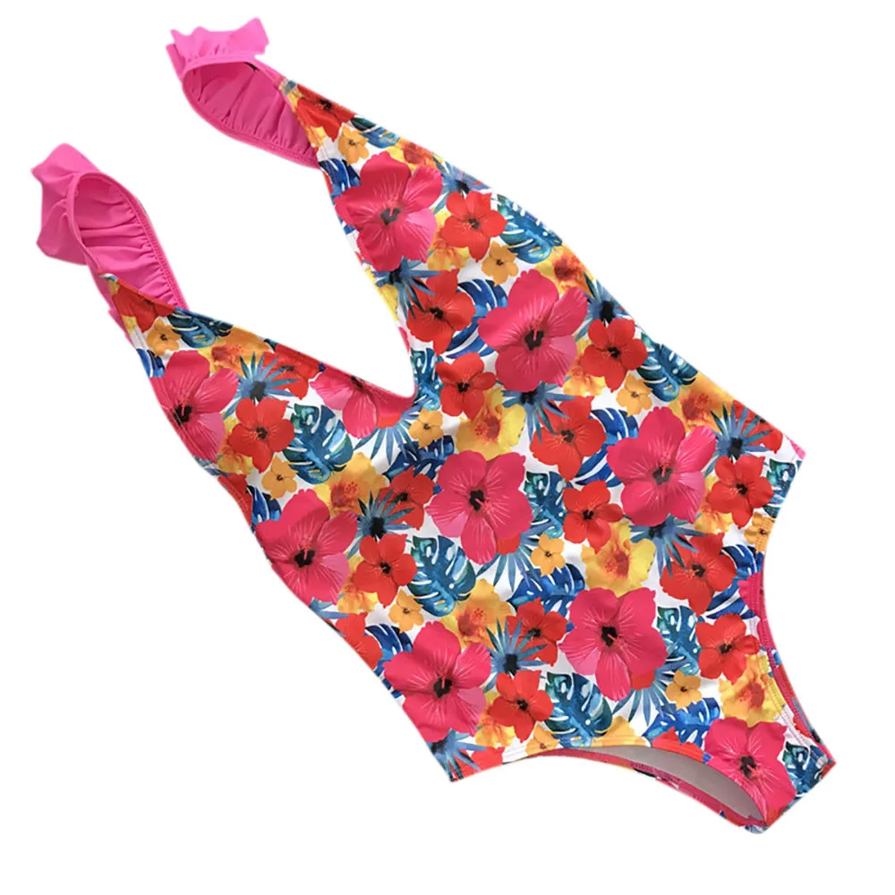 Комплект бикини с оборками и открытой спиной винтажный купальник цветочным