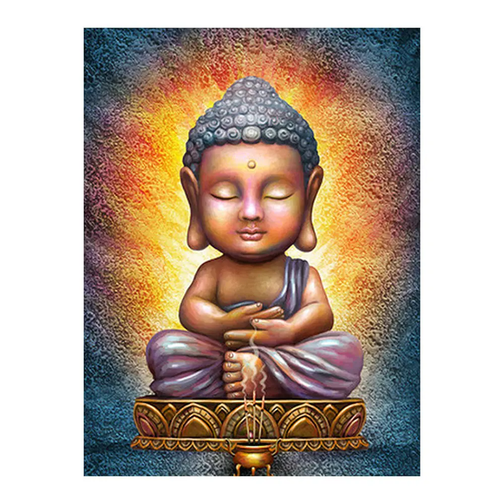 Статуя маленького Будды алмазная живопись круглая полноразмерная портретная