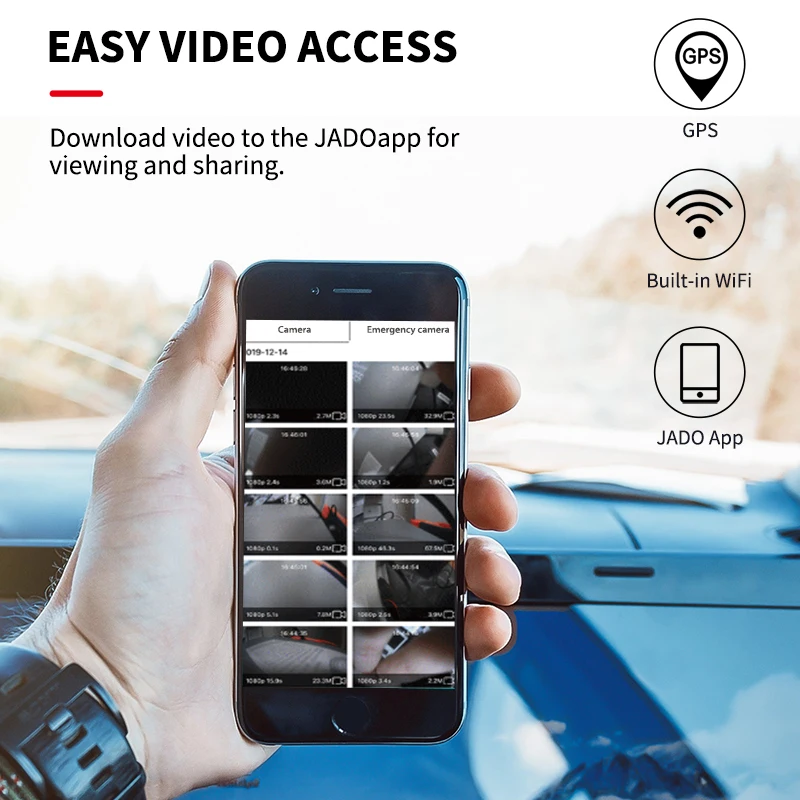 JADO Dvr камера 12 дюймовый автомобильный Камера спереди 1296P зеркало заднего вида 1080P