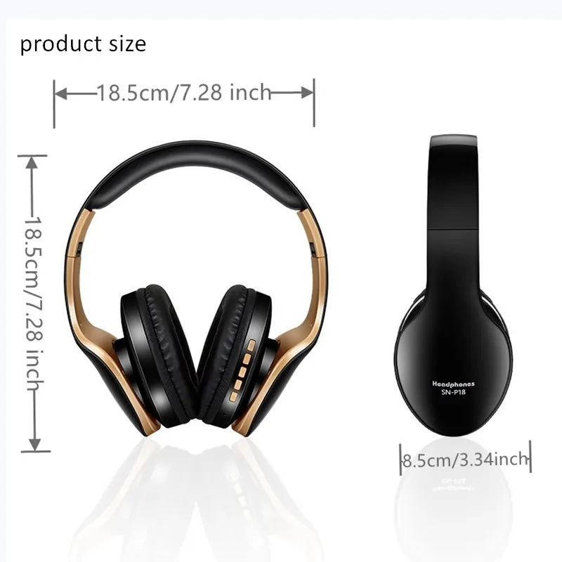 

Shoumi Wireless Headphones Hifi Stereo Wired Headsets with Mic TF Card MP3 Player True Wireless Bluetooth Earphones Gifts New 18