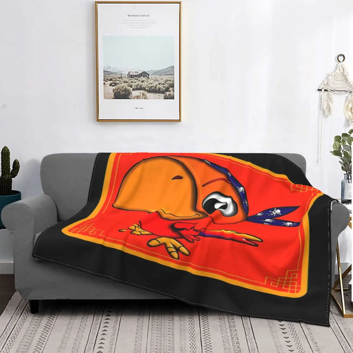 

Manta de ilustración de loro naranja, colcha de cama a cuadros, fundas de cama, mantas de lana para camas