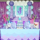 Набор одноразовой посуды MEIDDING для девочек на день рождения, праздвечерние чные шарики-тарелки в форме русалки, чашки, баннер для свадебного оформления для будущей мамы