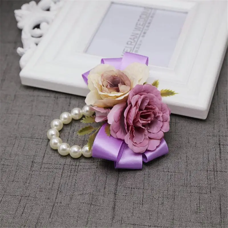 1 шт. Невеста и жених искусственная брошь жемчуг лента с розами цветок на запястье