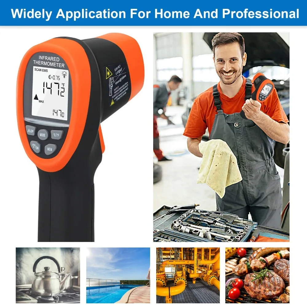BTMETER BT 985C APP цифровой Бесконтактный инфракрасный термометр 58 to1472 ℉ (от 50 до 800 ℃)