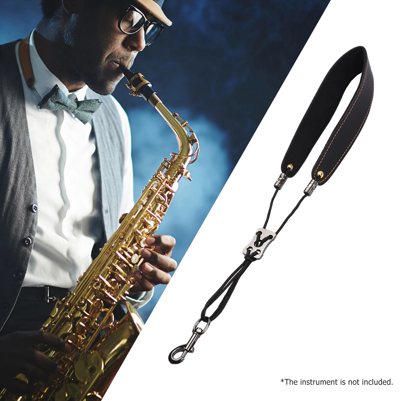Sax регулируемый ремешок на шею для саксофона мягкий кожаный шейный с
