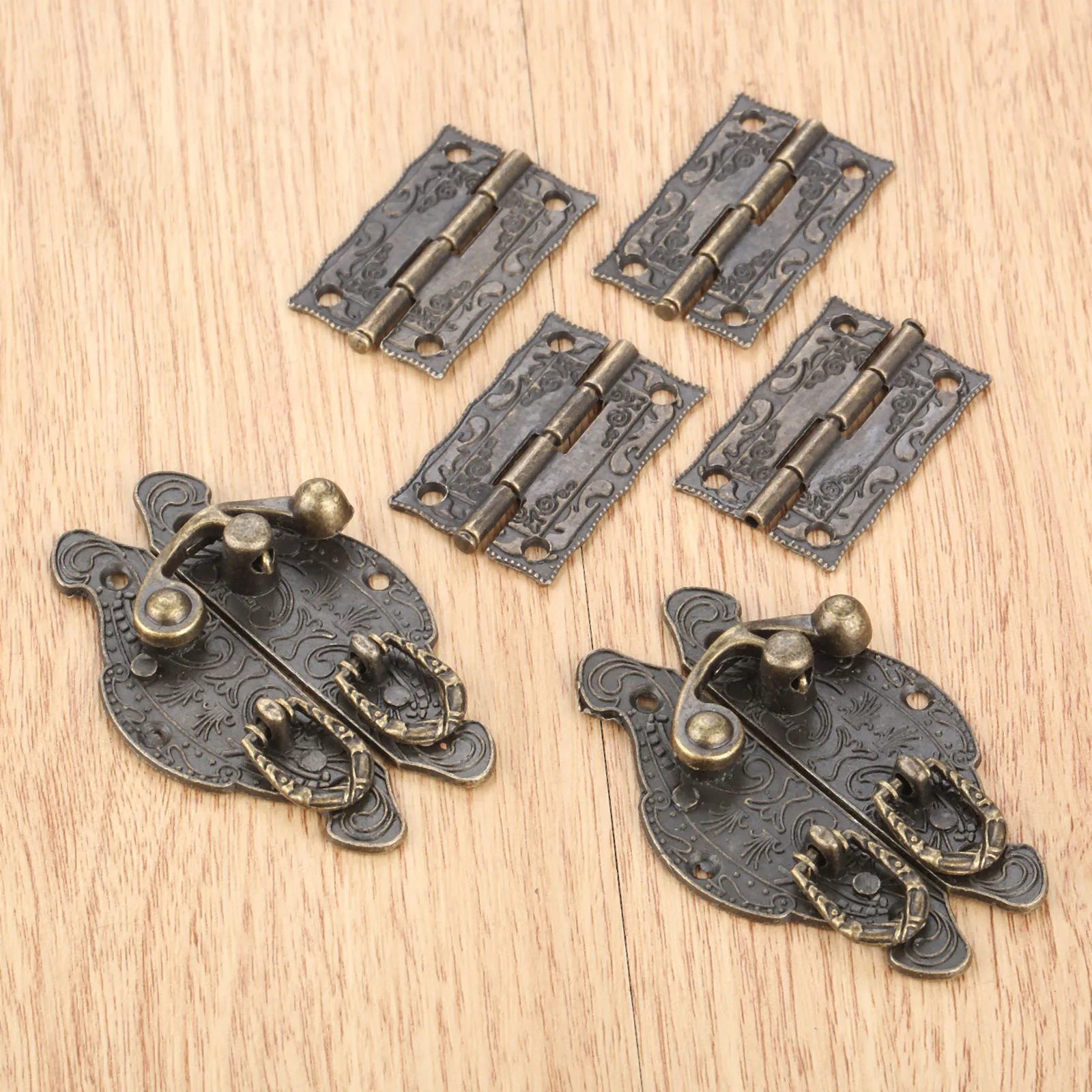 6 шт./компл. мебель петли для шкафа с Античная бронзовая бижутерия деревянный ящик