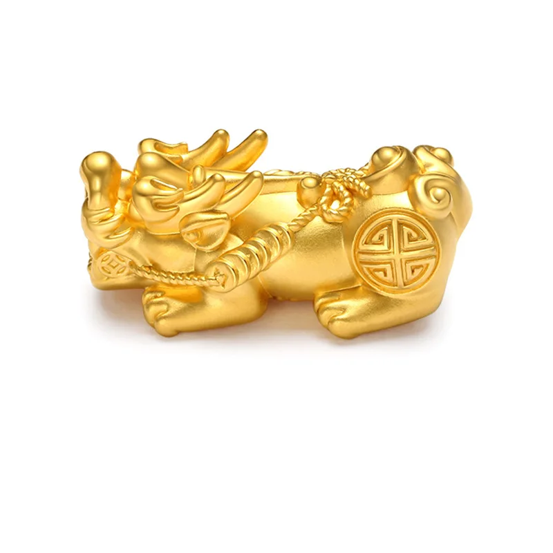 

CHUHAN 24k gold Brave troops bracelet accessories Ancient Chinese mythological creatures 999 pure gold garnet hand-knitted rope