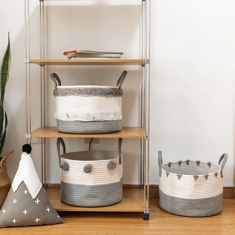 

Скандинавская хлопковая вязаная детская игрушка, закуски, одежда, складная и завершающая корзина для хранения мелочей, большой размер на лю...