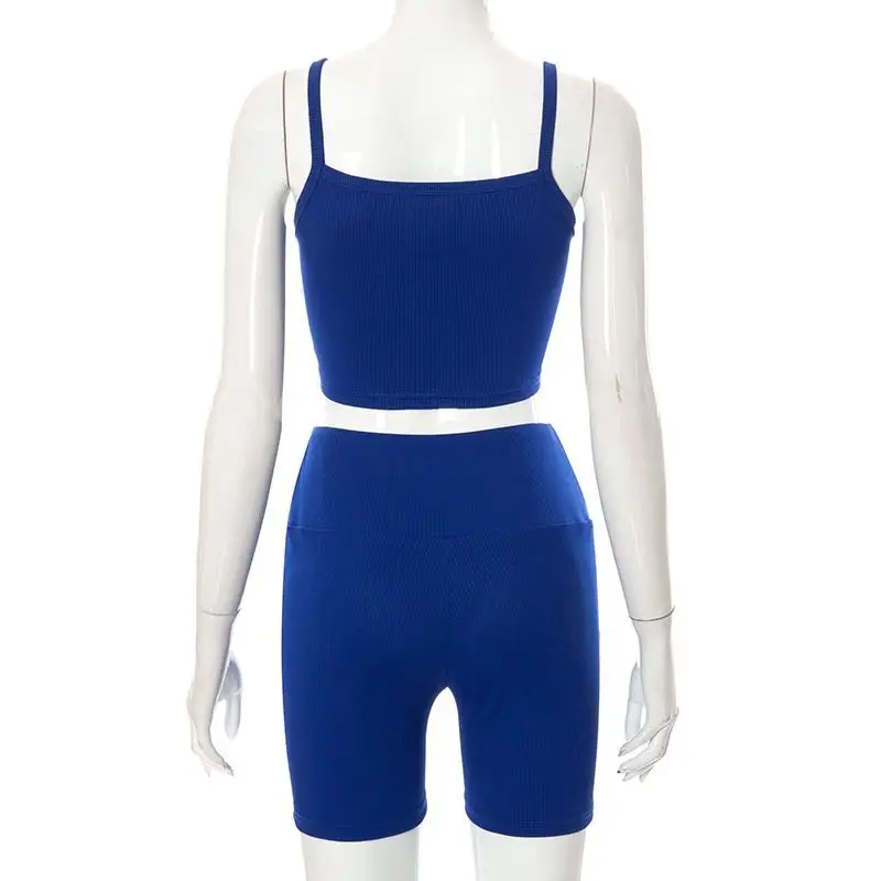 Кокосовый топ на бретельках с открытой спиной + Прямые шорты в рубчик комплект из