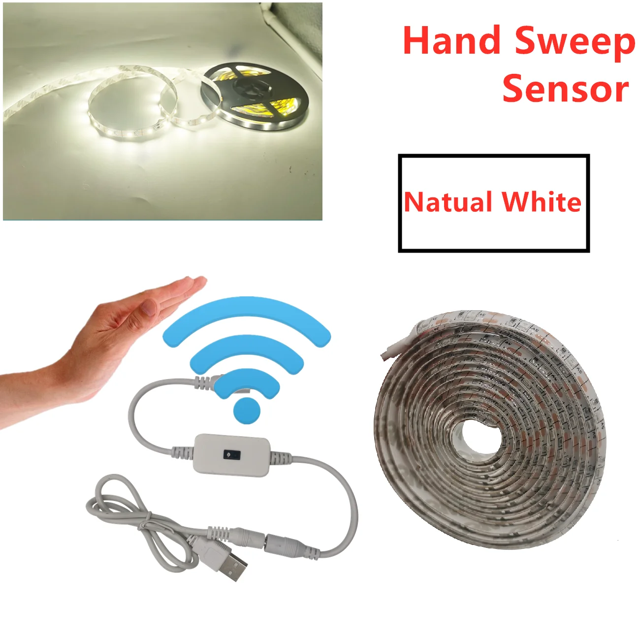 

1M 2M DC 5V Лампа USB Motion Светодиодная подсветка Светодиодная подсветка телевизора Кухня Светодиодная лента Ручная развертка развертки ВЫКЛ Датчик света Диодные фонари Водонепроницаемые