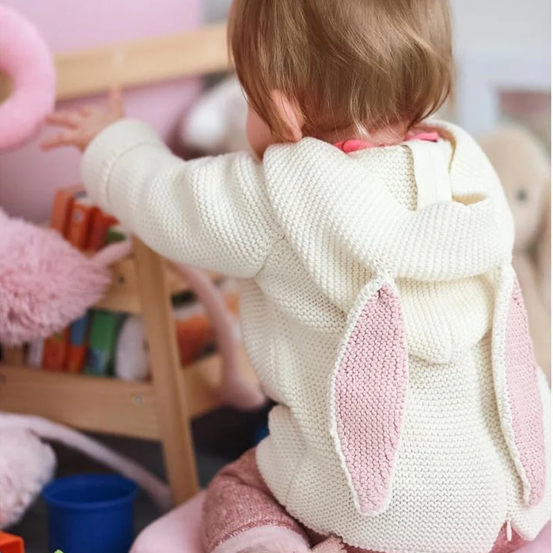 Одежда для маленьких девочек с заячьими ушками зимнее пальто капюшоном