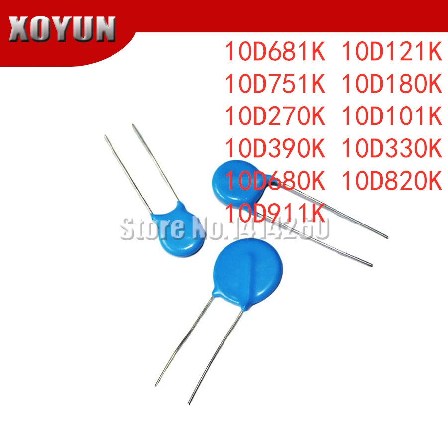 20шт 10D681K 10D121K 10D751K 10D180K 10D270K 10D101K 10D390K 10D330K 10D680K 10D820K 10D911K 10 мм|Резисторы| |