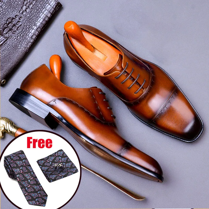 

Туфли-оксфорды мужские из натуральной кожи, на шнурках, 2020