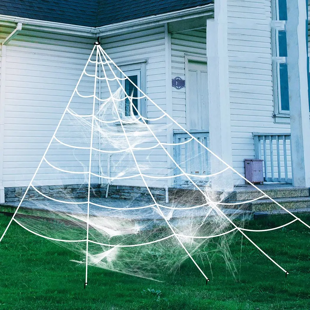 

Halloween Scary Party Scene Props White Cobweb Spider Web Horror Halloween Decoration For Bar Haunted House Yard