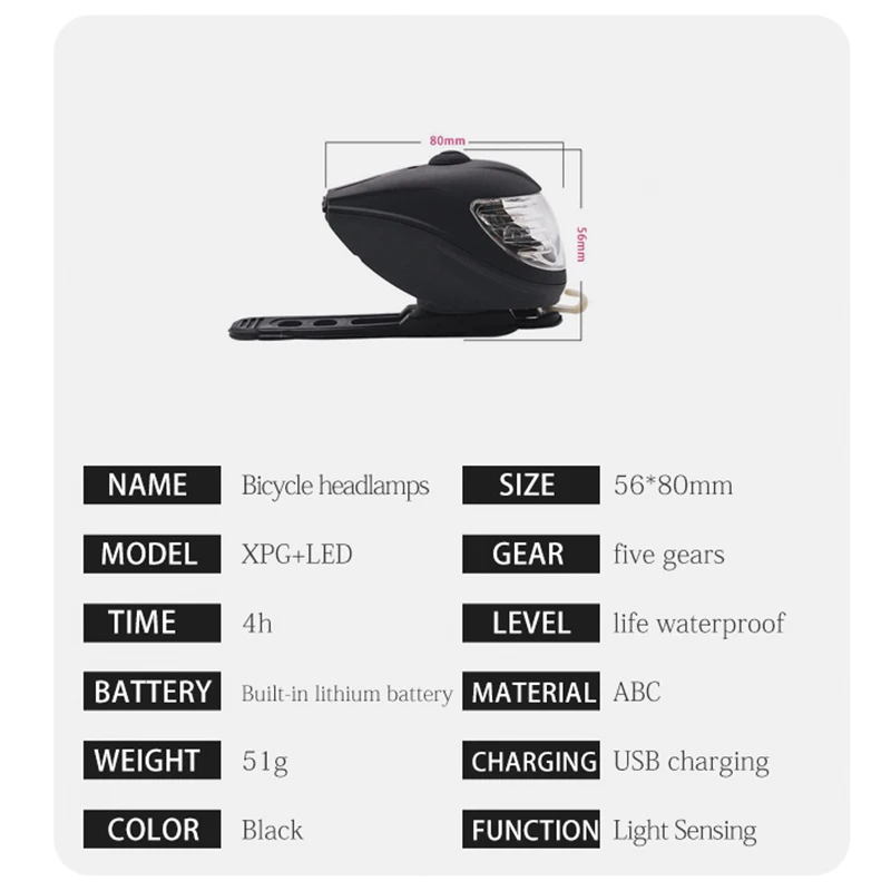 

Cruiser Smart XPG Adaptive LED Bike Light Control Flashlight USB Bike MTB Accessories Light Front Bicycle LED Lamp For Helmet