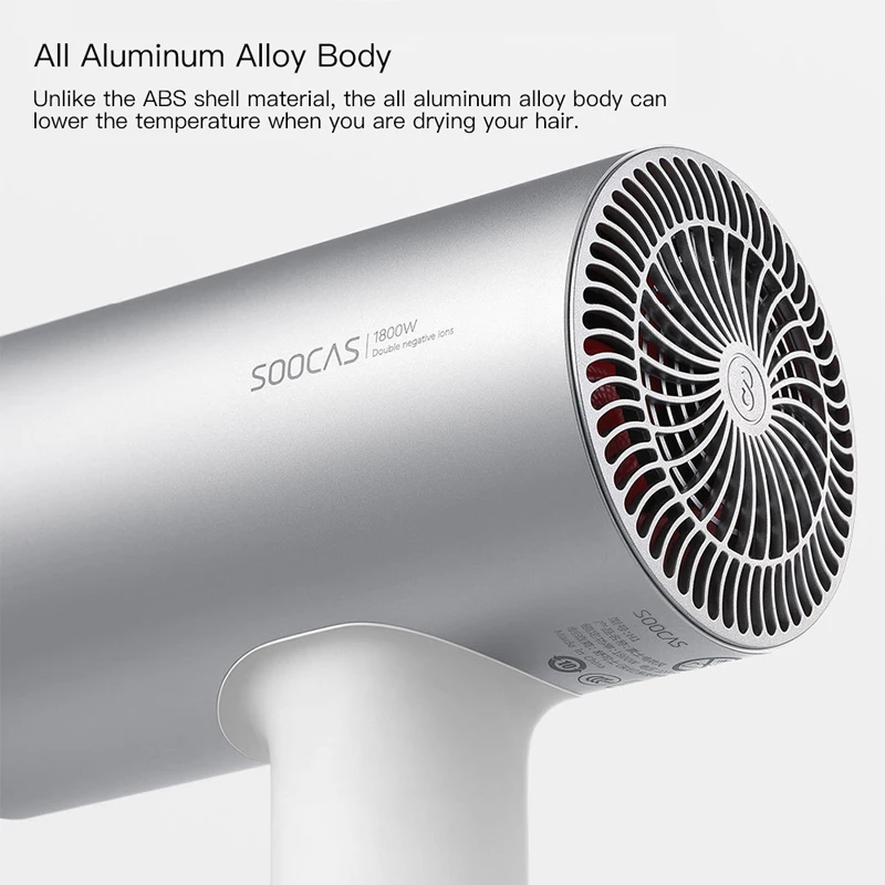 Профессиональный фен для волос SOOCAS H3 с отрицательными ионами быстрая сушка 1800 Вт