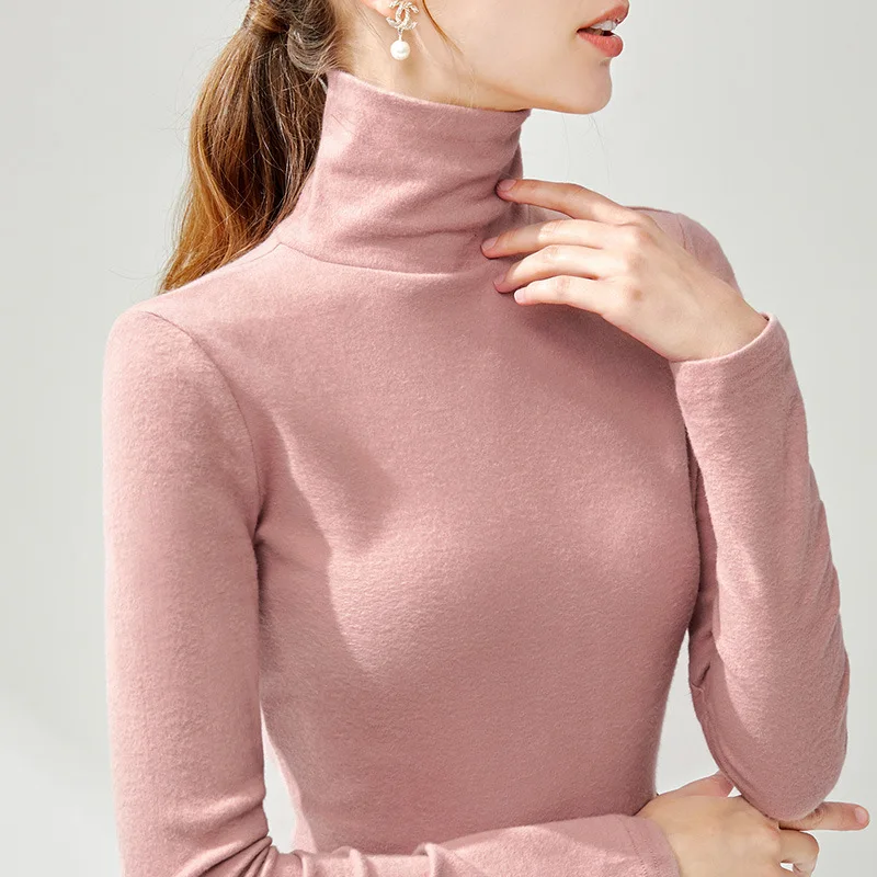 

Black high collar base coat for women in autumn and winter with long sleeve T-shirt basic stretch solid color tights