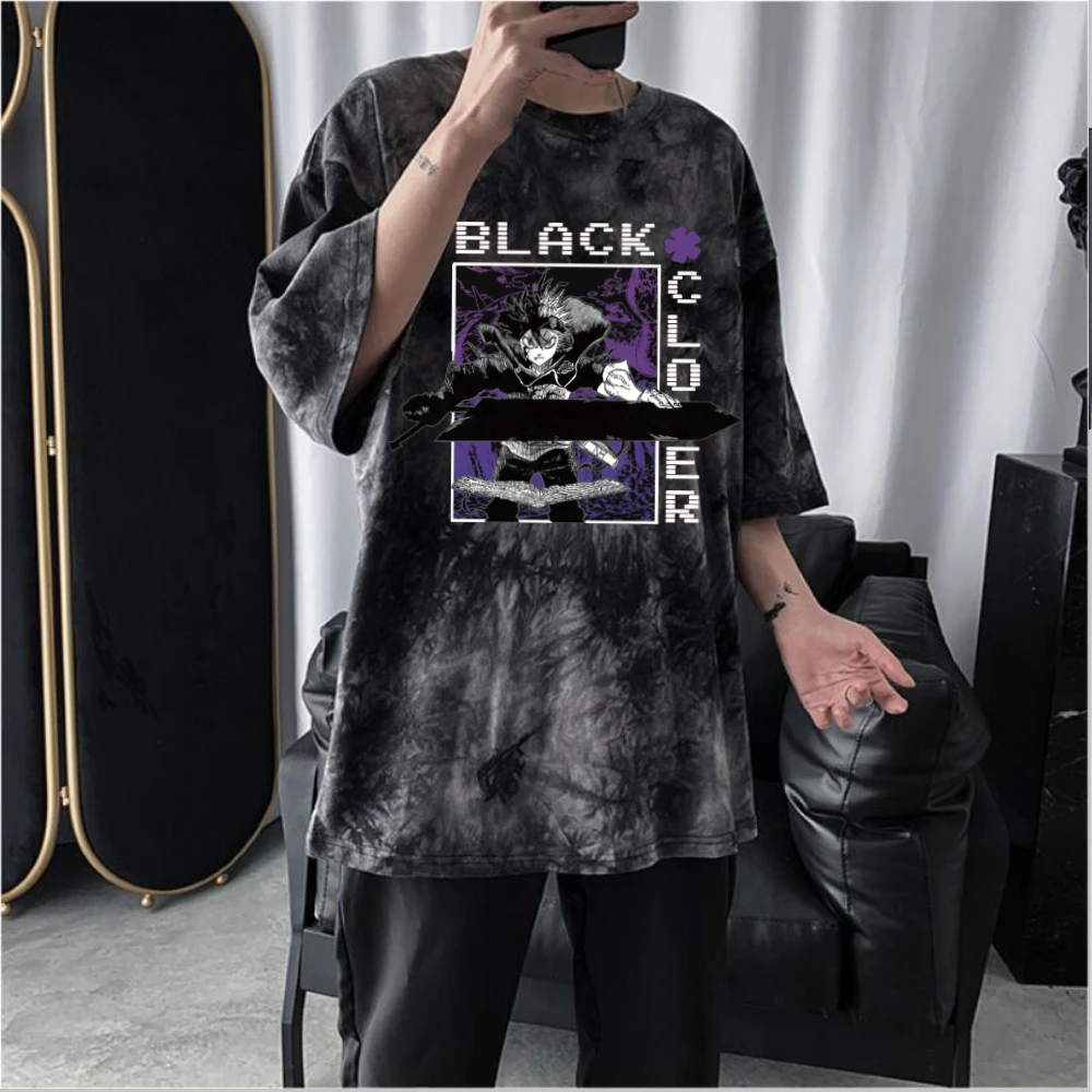 

Black Clover Anime T-shirt Harajuku Short Sleeve Round Neck Tie Dye Unisex