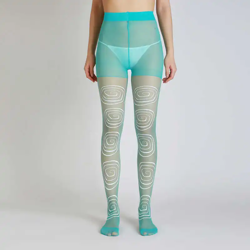 

New Designs High Quality Sexy Circle Print Round Dizziness Tights Transparent Pantyhose Womens Stockings