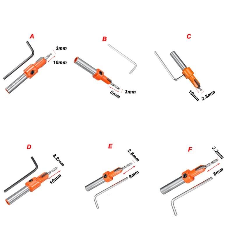 6 шт. HSS зенковки сверло винт Деревообработка фаски инструмент Дерево бурение