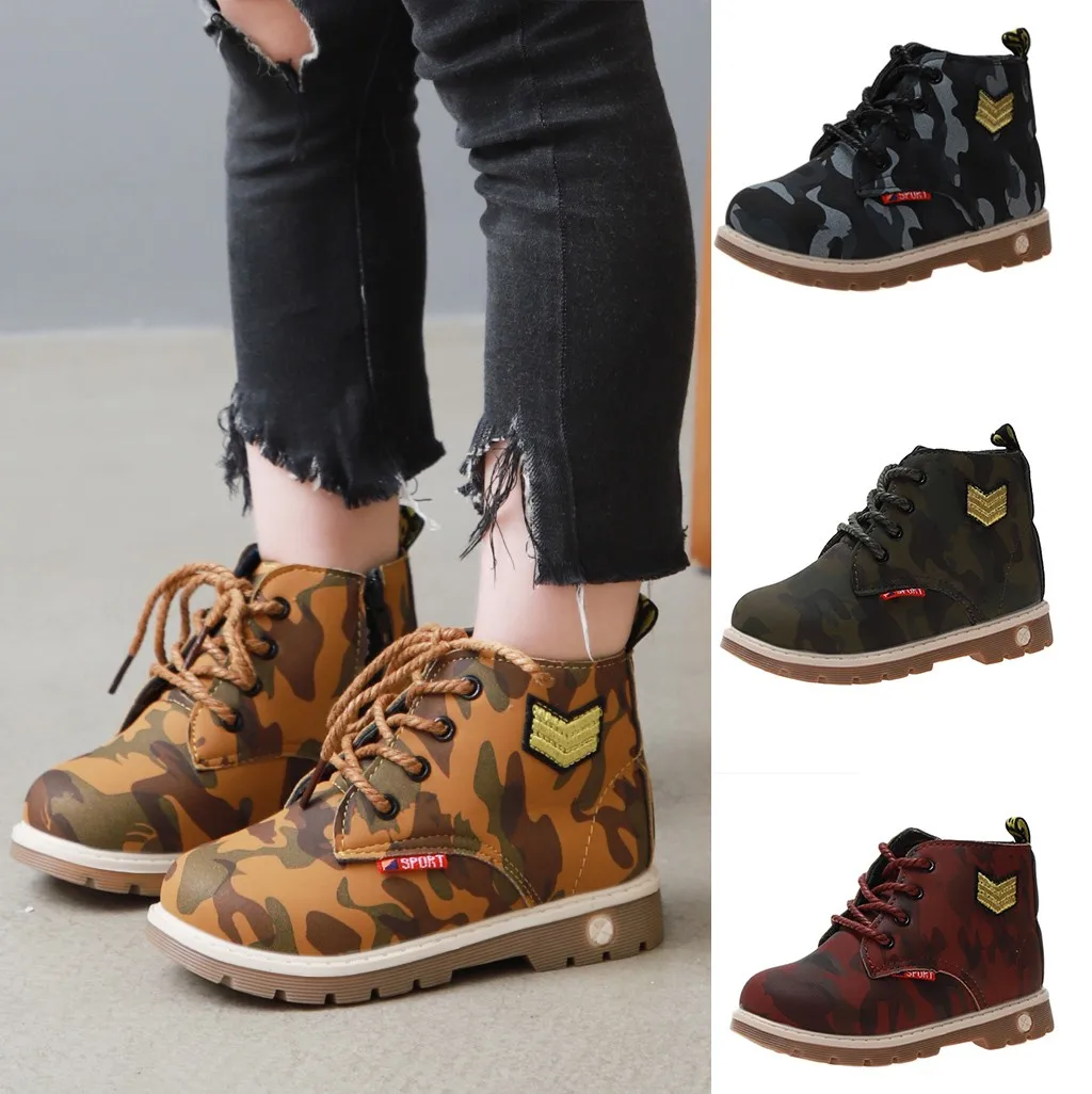 Новые детские ботинки обувь для мальчиков и девочек Детские Армейские Ботинки