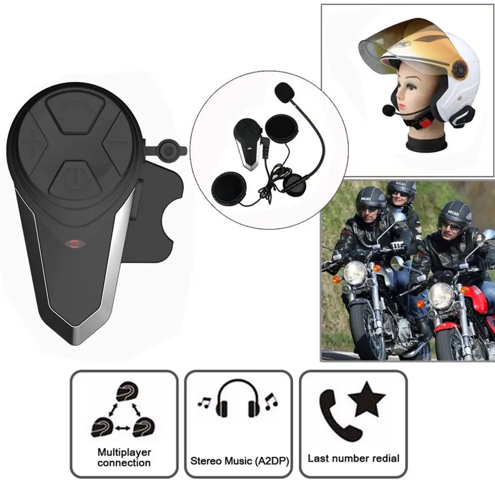 

Motorcycle BT Interphone Motorbike Helmet Wireless Intercom FM Headset Portable Mini Interphone BT-S3 1000M