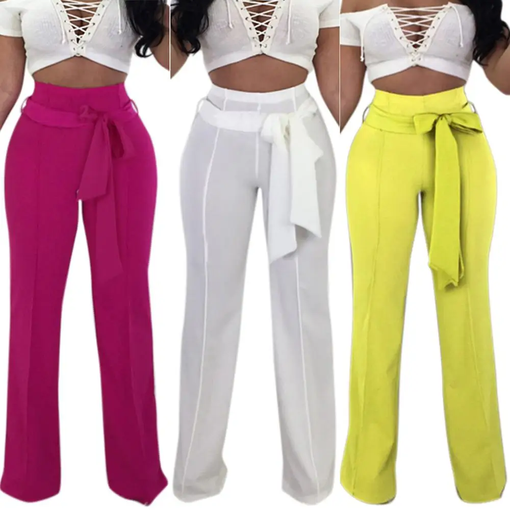 

Vicabo Woman Pants Summer Spring Long Pant 2020 New Fashion Sashes Straight Trousers Female Green Pantalon Femme