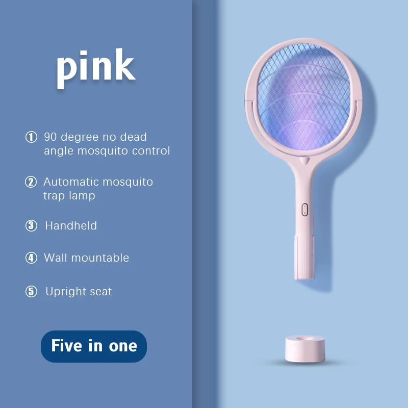 

3500V 5In1 Mosquito Killer Lamp Multicunctional Angle Adjustable Bug Zapper Electric USB Rechargeable Mosquito Fly Bat Swatter