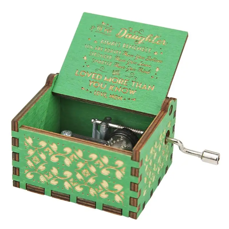 Нежные резные музыкальные шкатулки с ручным заводом ретро зеленая Березовая