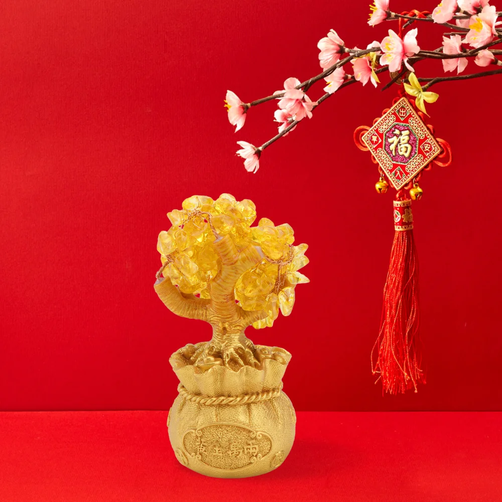 

1Pc Creative Crystal Fortune Tree Decoration Home Desktop Adornment Golden