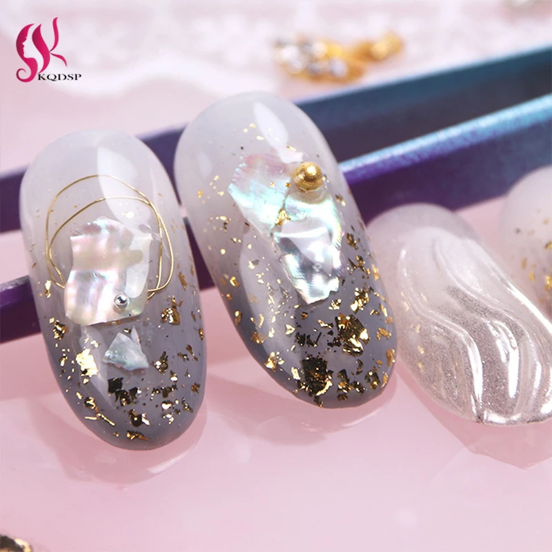 

Irregular Shell Decoration Paper Flake Slice Sequins Natural Stone Mixed Size Abalone Piece 3D Nail Art 12 Grids Seashell Design