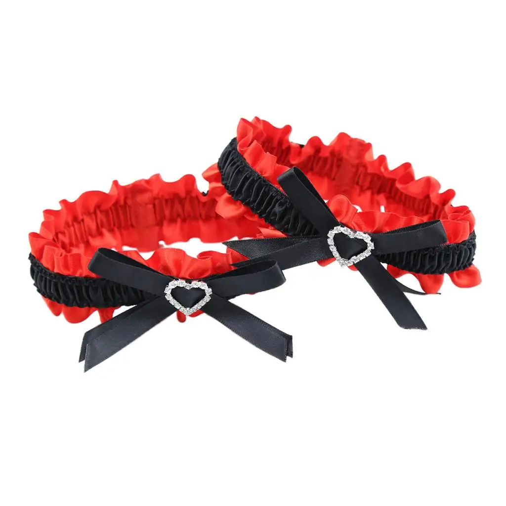 

2 Pieces of Accessories Garter Belt with Ribbon Bow And Center Heart for