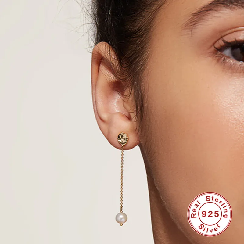 

BOAKO INS 925 Sterling Silver Piercing Pearl Stud Earrings for Women Korean Personality Gold Plated Luxury Jewelry Gifts Brincos