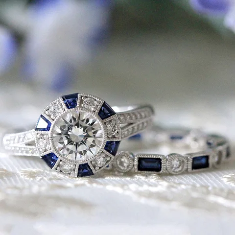 Buyee роскошные наборы свадебных колец из стерлингового серебра 925 пробы с белым Цирконом кольцо с кристаллом для женщин бриллиантовые ювелирные изделия кольца