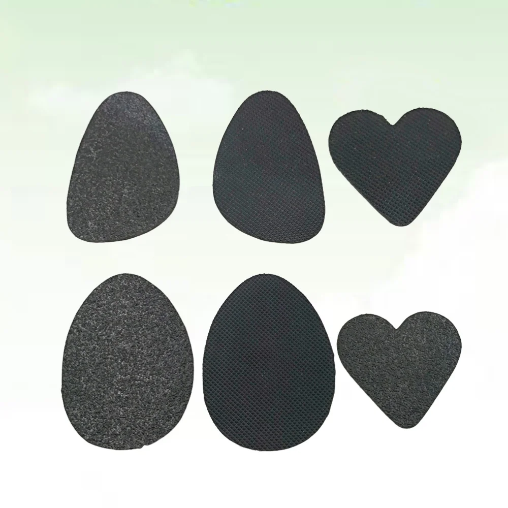

6 Pairs Self-Adhesive High Heel Anti Shoe Pads Protectors Rubber Silent Stickers Scrub Shoe Pads Black