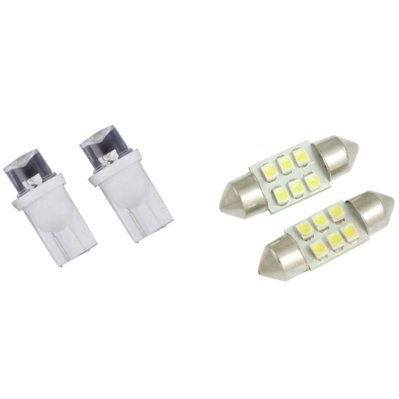 

NEW-2 Pcs 31mm White 3528 SMD 6 LED Festoon Dome Map Light & 2X 501 T10 W5W 194 Xenon White SMD LED Side Light Bulb 12V UK