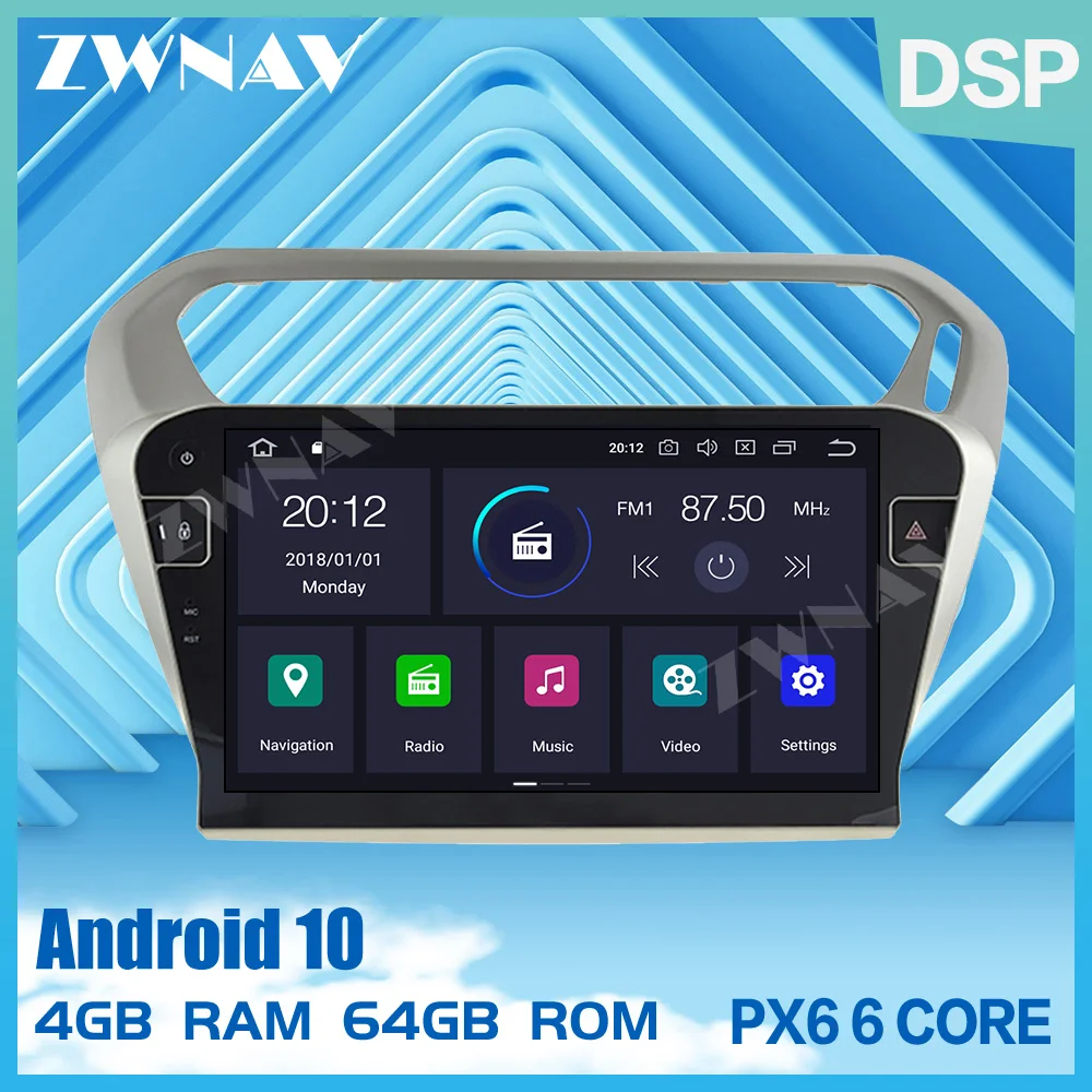 PX6 4G + 64G Android 10 0 автомобильный DVD стерео Мультимедиа для PEUGEOT 301 2014 2018 радио GPS Navi