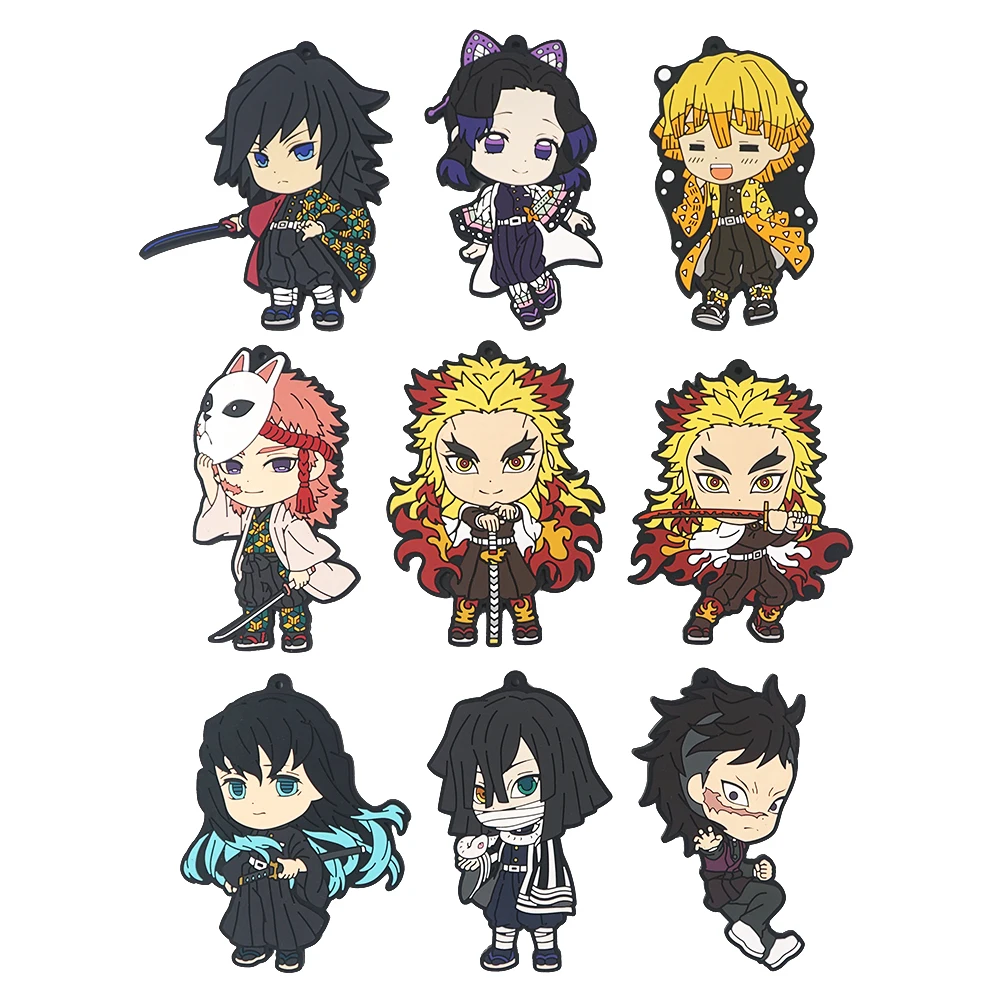 Резиновый брелок для ключей из аниме Tomioka Giyuu Kochou Shinobu Rengoku Kyoujurou Genya Sabito | Украшения