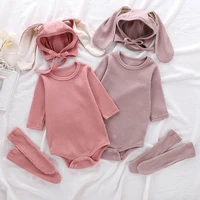 spring autumn infant baby girls jumpsuithatsocks korean style baby clothes toddler baby boys girl cotton long sleeve romper