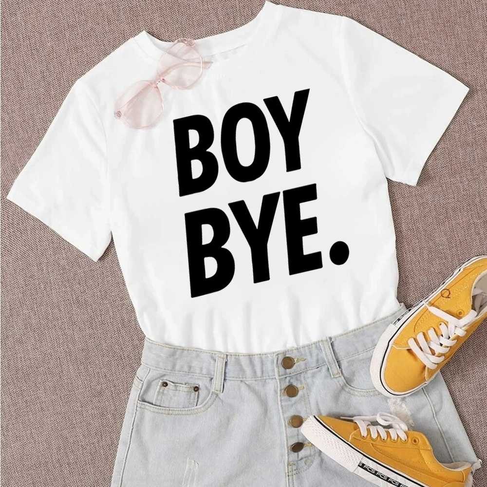 MUMOU White Boy Bye New T Shirt Women Hop Cute Funny Graphic Hipster Loose Cheap T-shirts Beautiful Cool Top Tee Tshirt